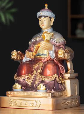 黄铜中式居家彩绘黄三太爷太奶