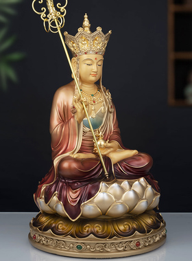 纯铜彩绘地藏王菩萨摆件