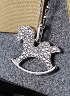 摇摇木马S925银水晶锁骨项链短款生肖韩版情人节礼物送女友