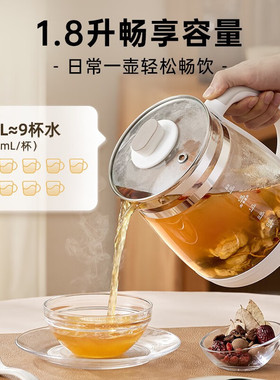 小熊养生壶YSH-C18Z5办公室煮花茶壶玻璃煮茶器家用烧水壶1.8L