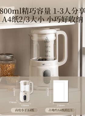 小熊破壁机PBJ-M04R3家用全自动无渣豆浆机静轻音多功能小型料理