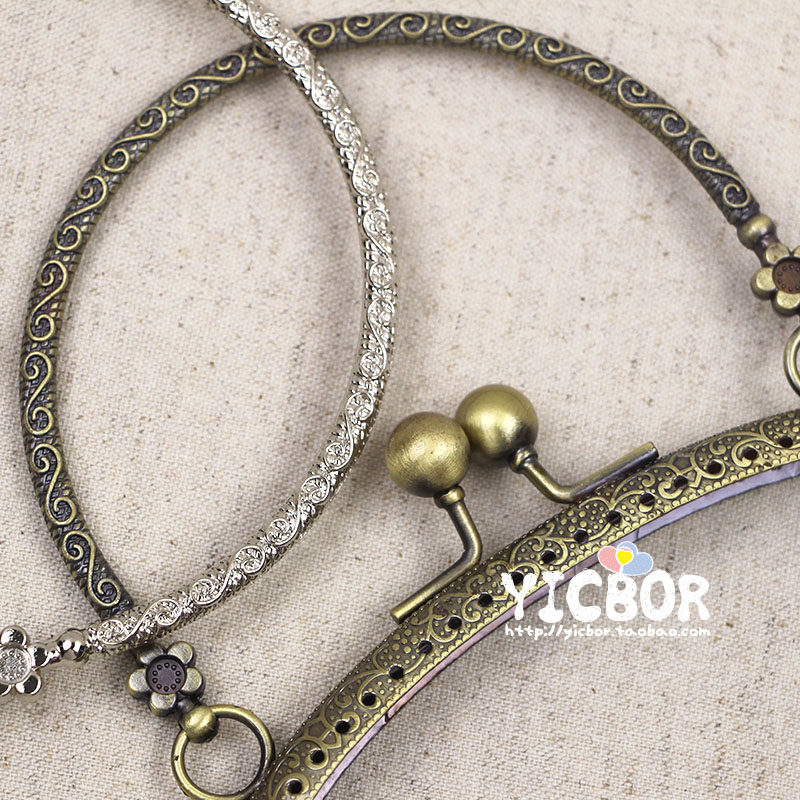 16.5cm弧形凸花S紋手挽口金 手提口金零钱包手挽包包配件 4色,淘宝优惠券,粉丝福利购,淘宝优惠卷