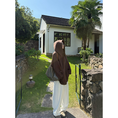 superniniyy 素颜卫衣 万能好穿的高克重复合拉链连帽卫衣外套女 - 图3