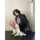 Superniniyy Rabbit Restaurant & Line Slim Loose Cotton Cartoon Long Sleeve Sun Protection Top T-shirt