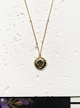 西子美美S925银电镀18K金镶嵌尖晶石莲蓬项链女复古创意颈链送礼