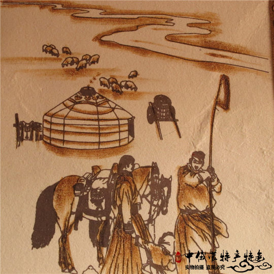 Mongolian felt painting, Inner Mongolian characteristics, three auspicious treasures, hand-painted tapestry, hanging ethnic Mongolian meal decorations, wool felt