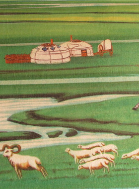 毡画内蒙古工艺品毡画羊毛制作diy挂画蒙古族特色装饰画蒙古包用