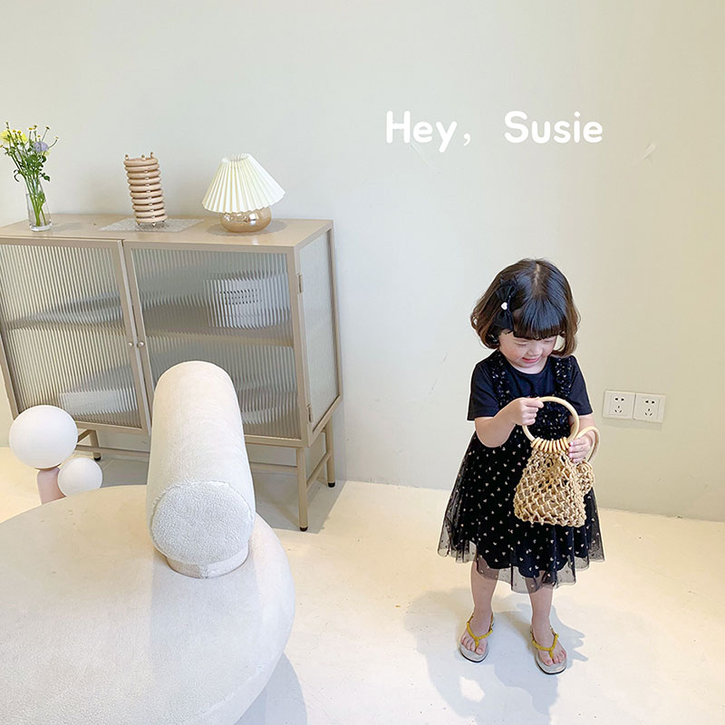 2021夏Susie.苏西短袖烫金纱纱公主裙小童连衣裙女童礼服裙童装 - 图2