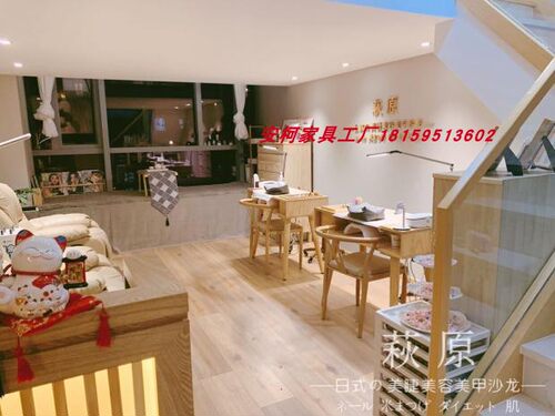 日式简约实木单双人美甲桌美甲台现代经济型简易美甲桌子椅子 - 图3