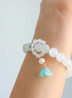 雾满青山手串天山翠淡水珍珠琉璃