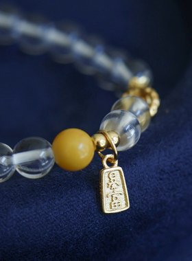 【月华流珠】A+白水晶蜜蜡手串