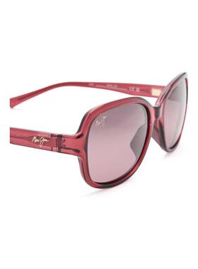 海外代购MauiJim女士太阳眼镜偏光防眩UV防护蝴蝶形透明红框