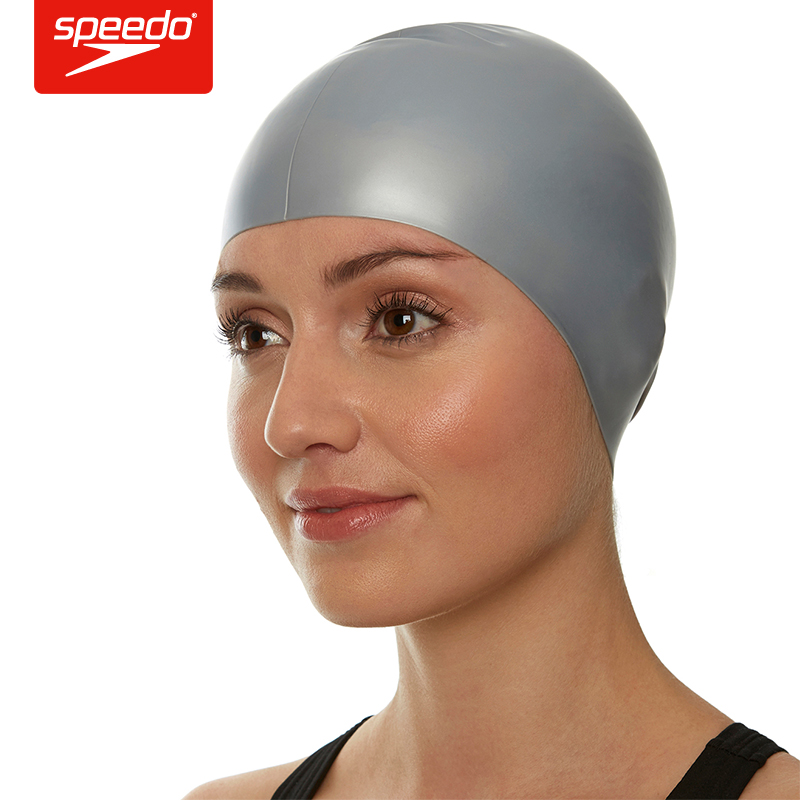 speedo速比涛男女士加大泳帽长发防水护耳舒适高弹成人硅胶游泳帽