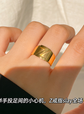 小众ins设计感26字母开口戒指