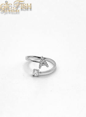magicfish字母锆石开口戒指