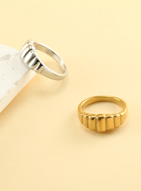 magicfish钛钢光面螺纹戒指