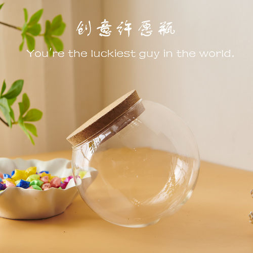 玻璃瓶许愿瓶木塞贝壳沙子干花储物瓶彩虹瓶漂流空瓶幸装星星折纸 - 图0