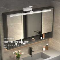 Mirror front light led washroom Bathroom Cabinet Dresser FREE OF PUNCH Mirror Light Foldable Telescopic Mirror Cabinet Special Light