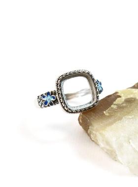 纯银镶嵌蜜蜡戒指S925银