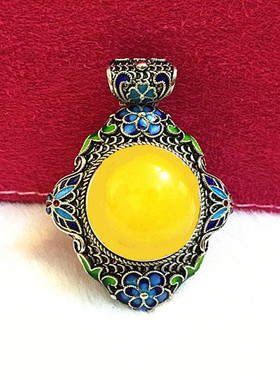 宏利掐丝景泰蓝吊坠托20*20珐琅