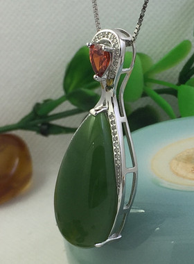 纯银定做玉石镶嵌琥珀吊坠空托