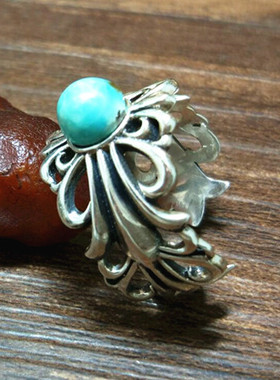 宏利s925纯银戒指空托金刚杵蜜蜡