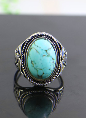 纯银镶嵌琥珀活口复古戒指空托