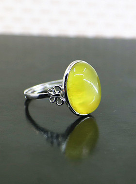 纯银蜜蜡镶嵌戒指空托