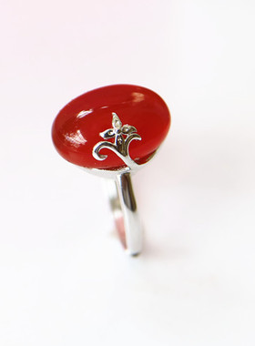 纯银定做蜜蜡琥珀玉石戒指空托