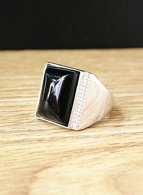 纯银镶嵌蜜蜡琥珀戒指空托