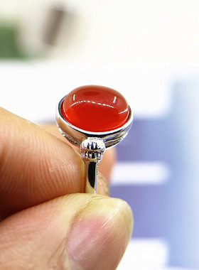 纯银镶嵌蜜蜡戒指空托