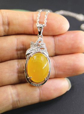 宏利纯银dyi琥珀13*18吊坠空托