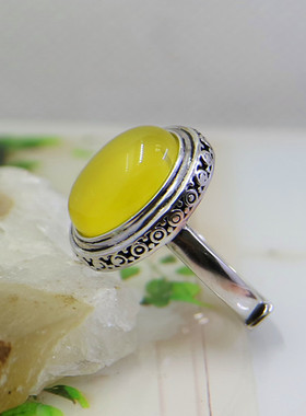 diy纯银定做镶嵌琥珀戒指空托