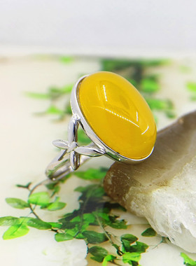 纯银镶嵌玉石戒指空托