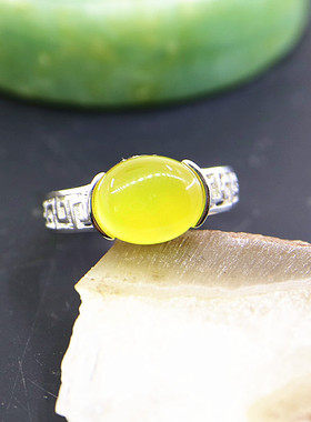 纯银镶嵌蜜蜡玉石戒指空托