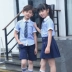 2018 hè 3 đến 5 quần áo trẻ em 7 tuổi 10 nam và nữ 12 đồng phục ngắn tay mặc đồng phục tx mặc hai quần áo đơn - Đồng phục trường học / tùy chỉnh thực hiện đầm trẻ em cao cấp Đồng phục trường học / tùy chỉnh thực hiện