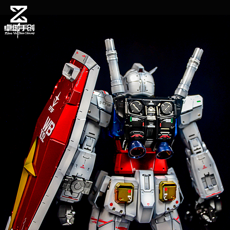 万代PGU 1/60 RX-78-2元祖2.0伪电镀阴影喷涂上色代工加工-图0