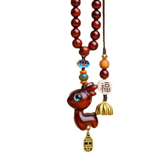 檀木小鹿一路汽车挂件后视镜可爱车内吊坠男女士创意车载挂饰