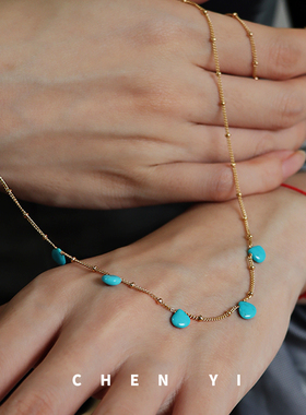 天然绿松石显白叠戴锁骨链项链女