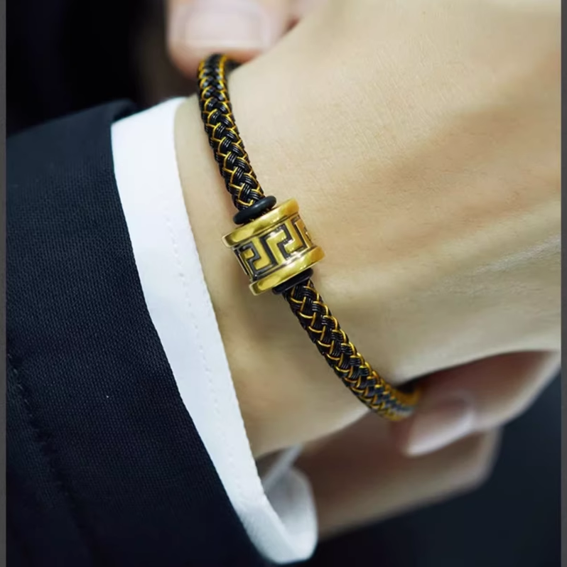 诺诗珠宝足金转运珠回纹手链复古男女款手串黄金时尚硬金手工手绳,淘宝优惠券,粉丝福利购,淘宝优惠卷