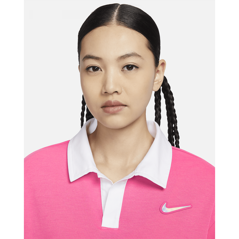 Nike耐克 Sportswear Essential 女子长袖翻领运动T恤 FZ6534-684 - 图1