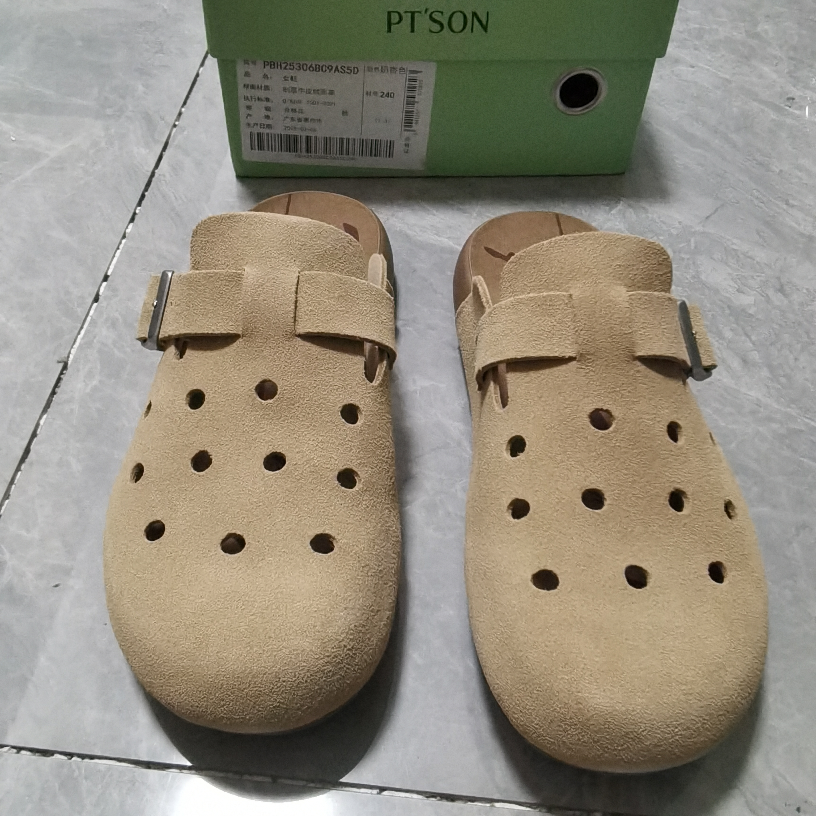 商场同款春款新款勃肯鞋女鞋厚底女鞋包头拖鞋女鞋凉鞋女鞋 25306 - 图0