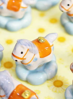 陶瓷马年茶桌马上有钱转转乐摆件