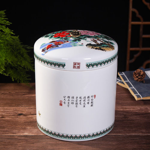 景德镇陶瓷茶叶罐特大号手工密封醒茶器米桶缸七子饼普洱存储陶瓷 - 图2