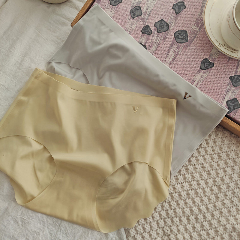 裸感冰丝面膜内裤女士透气无痕3D蜜桃臀简约纯色中腰三角裤薄款夏,淘宝优惠券,粉丝福利购,淘宝优惠卷