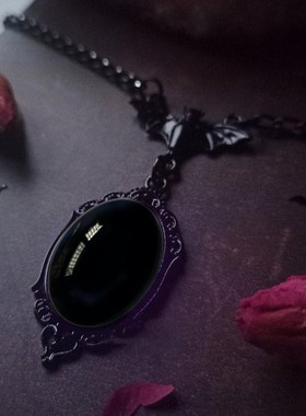 哥特式蝙蝠项链吸血鬼黑色项链女巫吊坠维多利亚时代浮雕