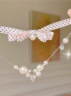 小红书同款蝴蝶结珍珠项链女2026新款爆款轻奢小众设计感锁骨链