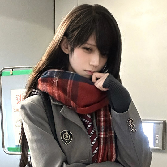 花千猪JK 格子围巾 jk制服搭配围巾多色款学院风校供感日常百搭款