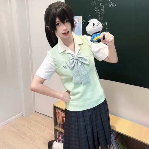 花千猪原创 小芥中背心 JK多色马甲针织棉毛衣日系jk制服百搭上衣 - 图2