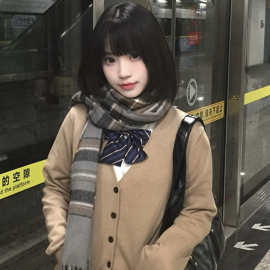 花千猪JK 格子围巾 jk制服搭配围巾多色款学院风校供感日常百搭款